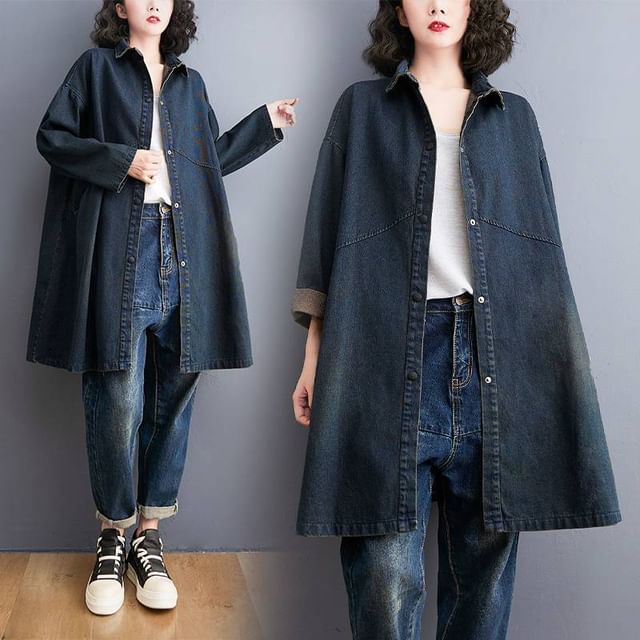 Lewwe-Long-Sleeve Denim Shirt