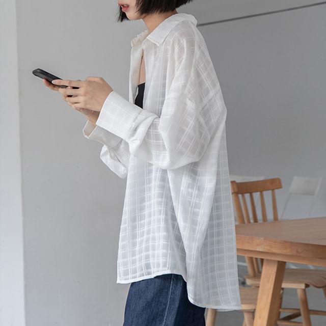 Lewwe-Long-Sleeve Plaid Oversized Shirt