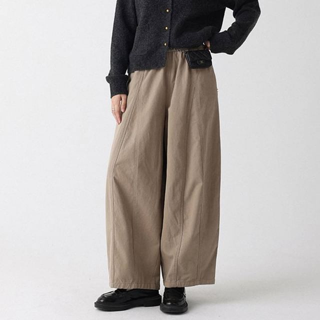 Lewwe-Mid Rise Plain Barrel Pants