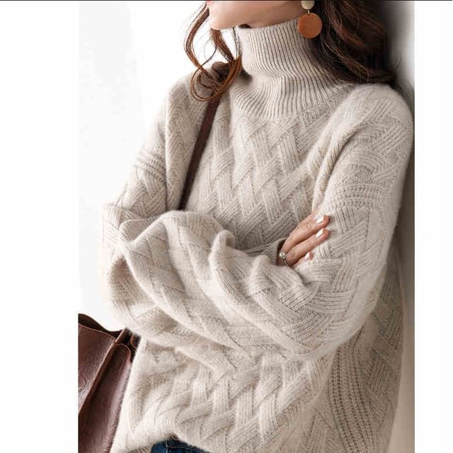 Lewwe-Turtleneck Plain Sweater