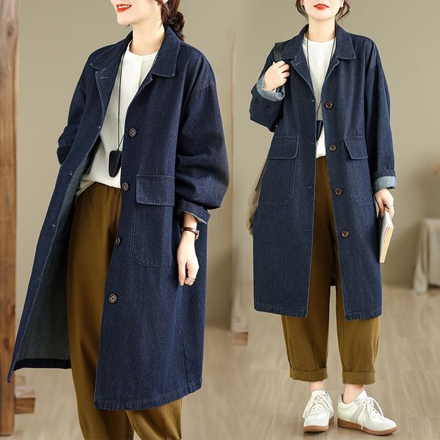 Lewwe-Washed Button-Up Denim Jacket