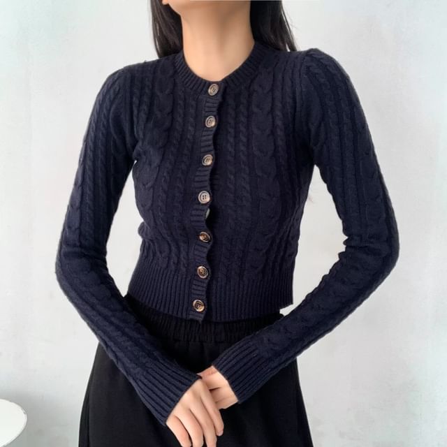 Lexama-Plain Button-Up Cardigan