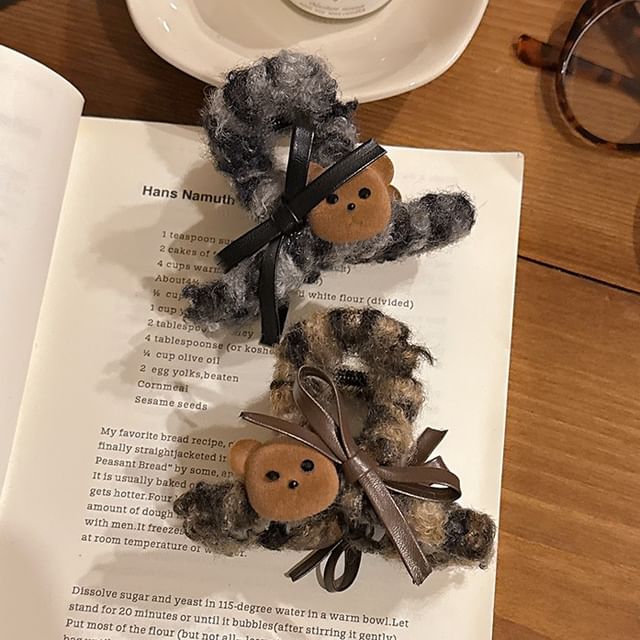 LIDO-Bear Bow Fleece Hair Claw