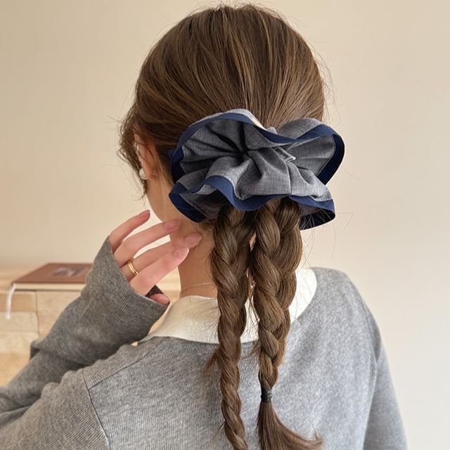 LIDO-Contrast Trim Ruffle Scrunchie