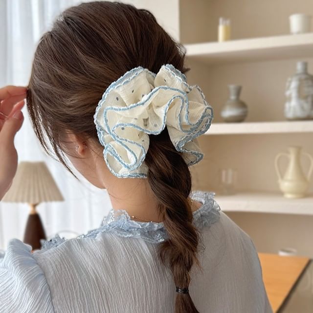 LIDO-Dotted Contrast Trim Scrunchie
