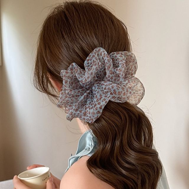 LIDO-Leopard Print Mesh Scrunchie
