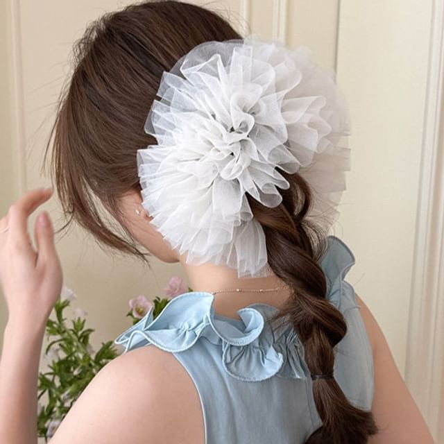 LIDO-Ruffled Mesh Scrunchie