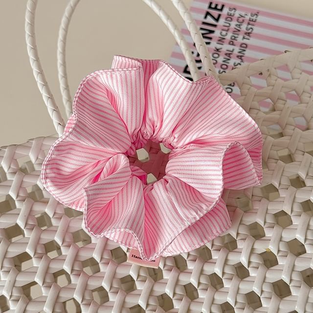 LIDO-Striped Ruffle Scrunchie