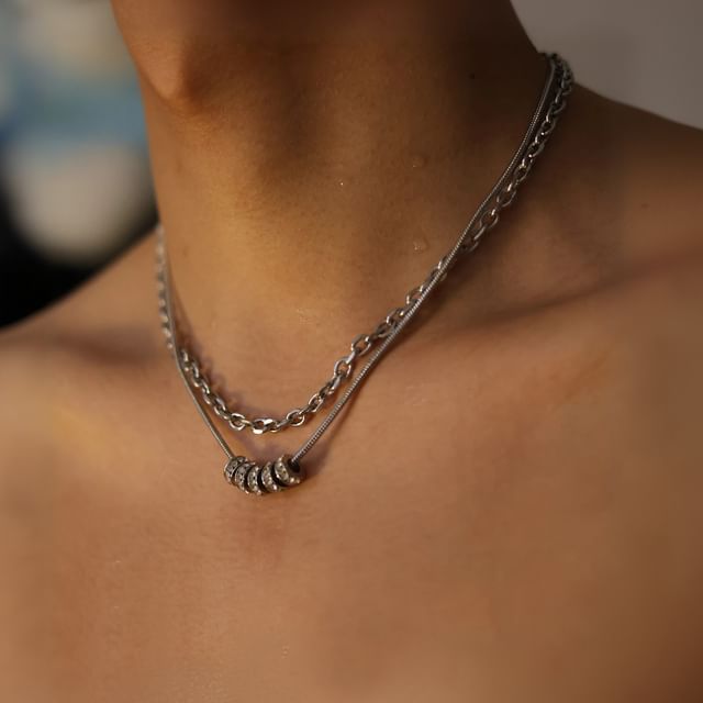 Lilafey-Pendant Layered Alloy Choker