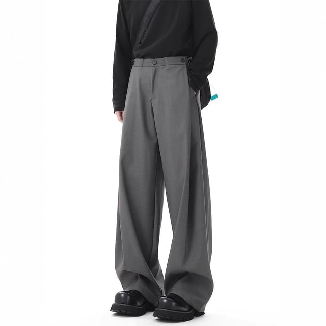 Lingaris-High Waist Plain Wide Leg Pants