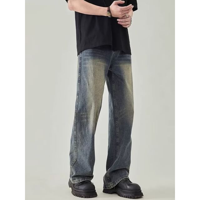 Lingaris-High Waist Washed Wide Leg Jeans