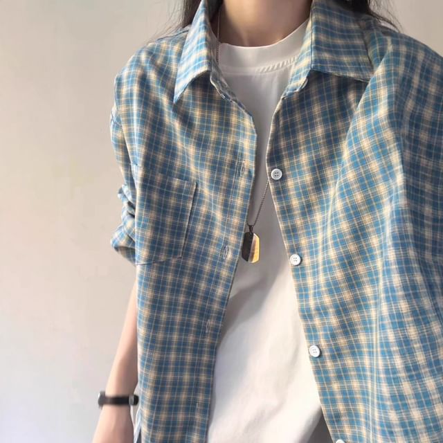 Lingaris-Long-Sleeve Plaid Button-Up Shirt