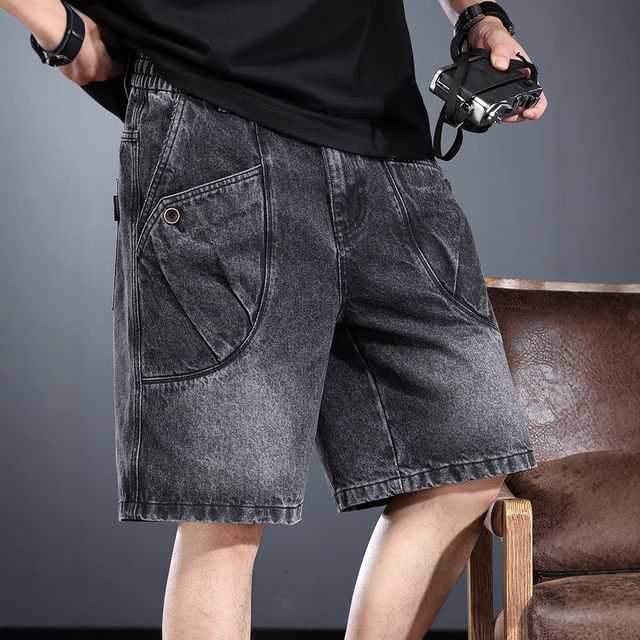 Lingaris-Mid Rise Washed Denim Shorts