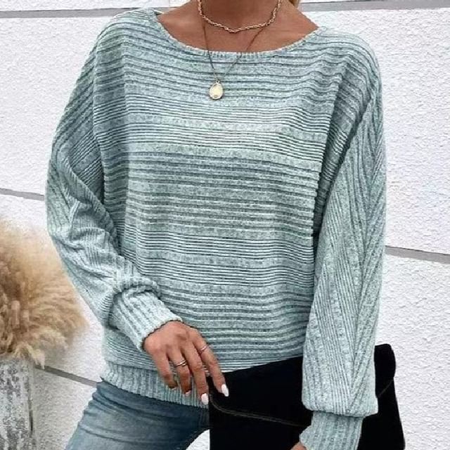 Litoya-Crew Neck Plain Ribbed Sweatshirt