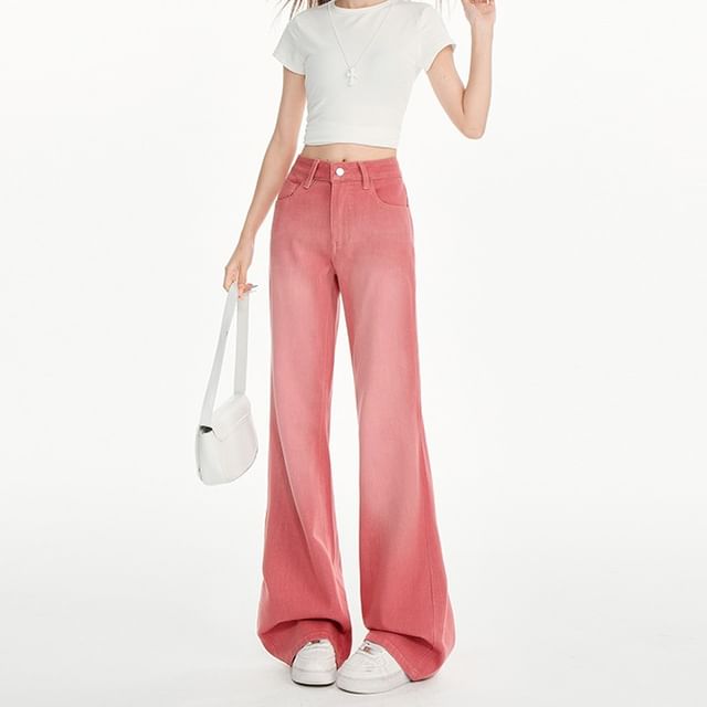 Litoya-High Rise Washed Bootcut Jeans Various Designs