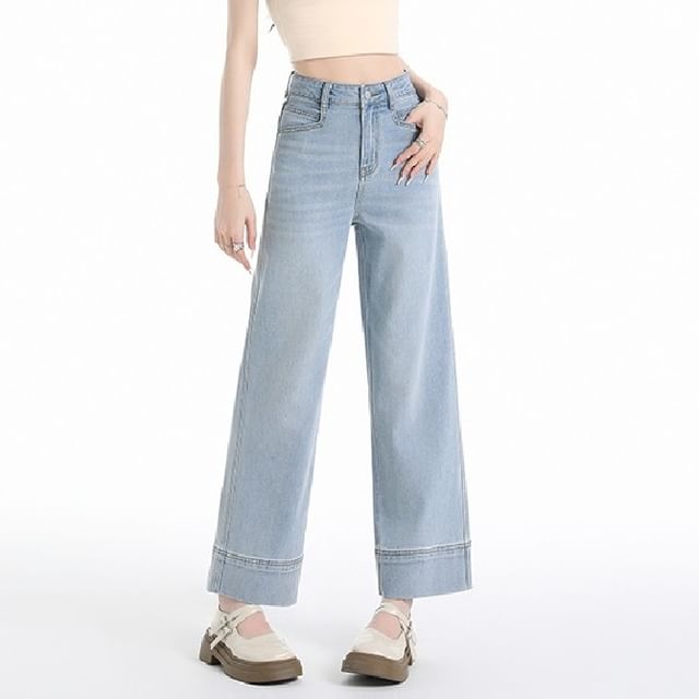 Litoya-High Waist Cropped Straight Leg Jeans