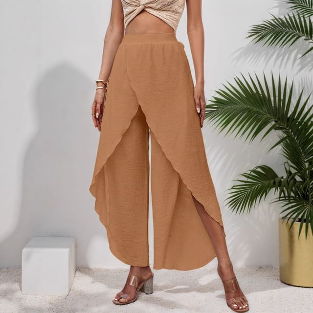 Litoya-High Waist Overlay Wide Leg Pants