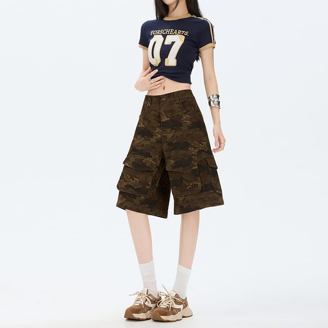 Litoya-Mid Rise Camouflage Cargo Jorts