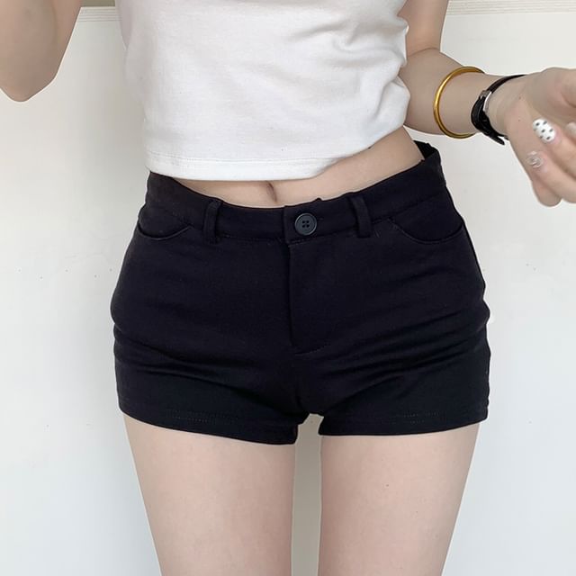 Litoya-Mid Rise Plain Shorts