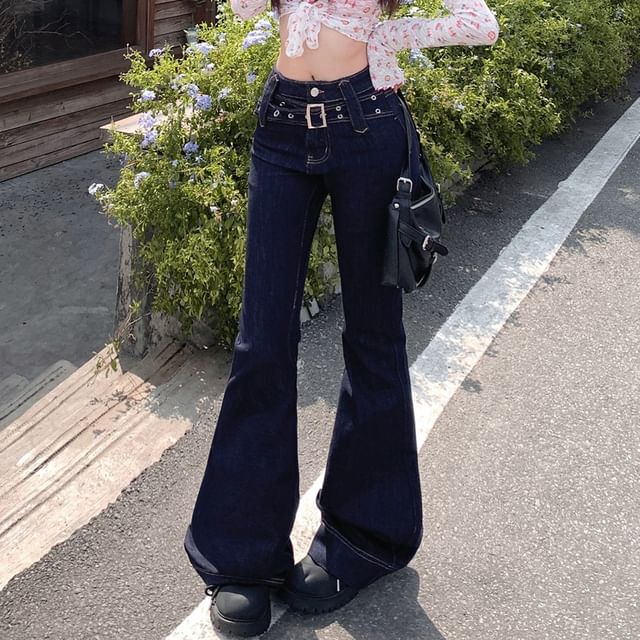 Litoya-Mid Waist Bell Bottom Jeans Various Designs