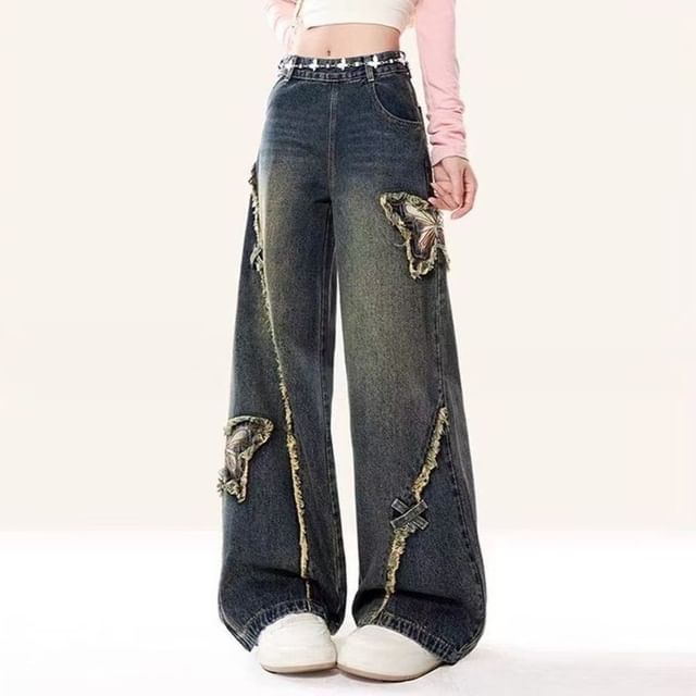 Litoya-Mid Waist Distressed Baggy Jeans