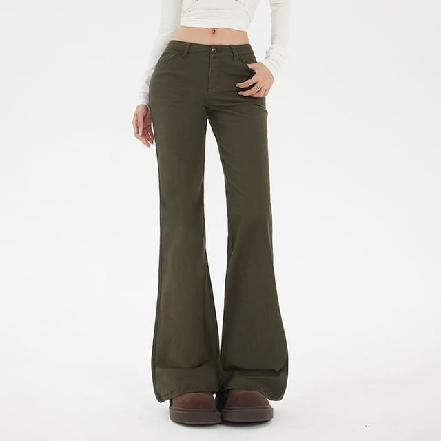 Litoya-Mid Waist Plain Flared Jeans Various Designs