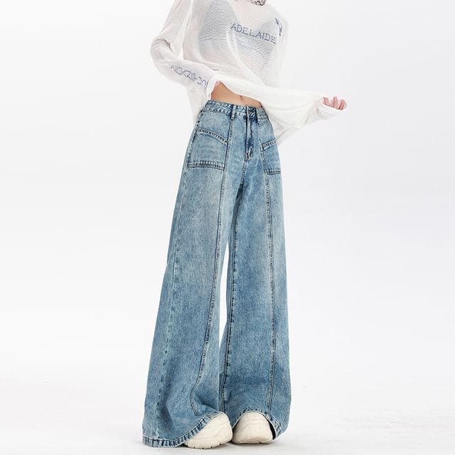 Litoya-Mid Waist Washed Flared Jeans Various Designs