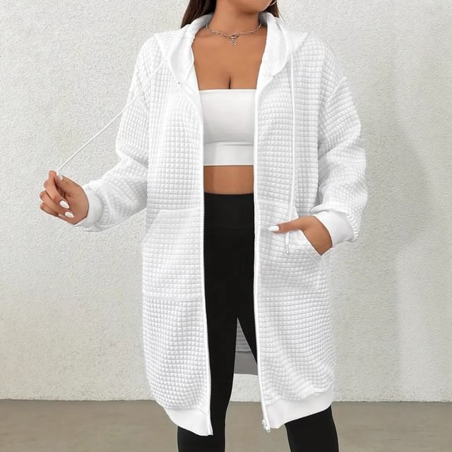 Litoya-Plain Waffle Long Zip Hoodie