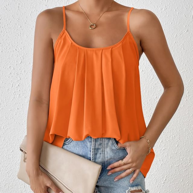 Litoya-Scoop Neck Plain Camisole Top
