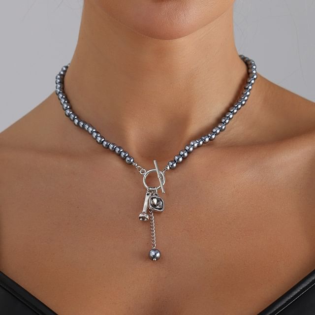 LIVSIA-Bead Pendant Toggle Necklace