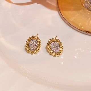 LIVSIA-Rhinestone Alloy Stud Earring