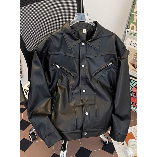 Lorencho-Collared Plain Button Up Jacket