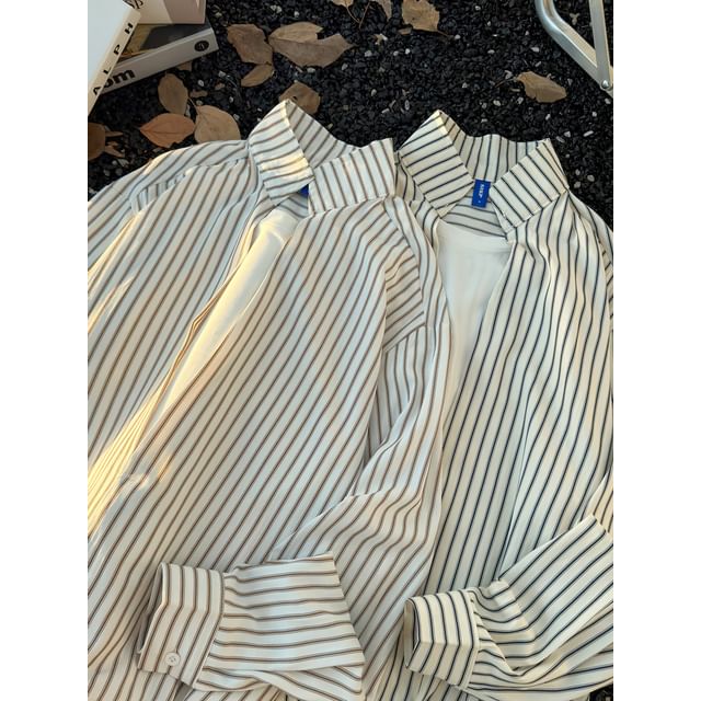 Lorencho-Collared Striped Mock Two Piece Shirt