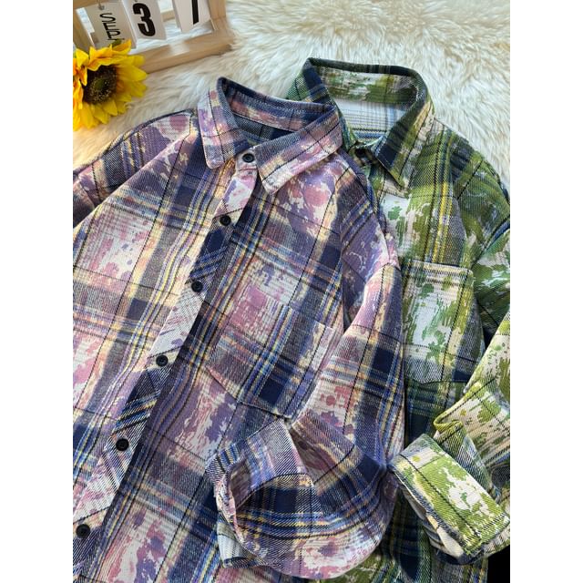 Lorencho-Long-Sleeve Collared Plaid Button Up Shirt