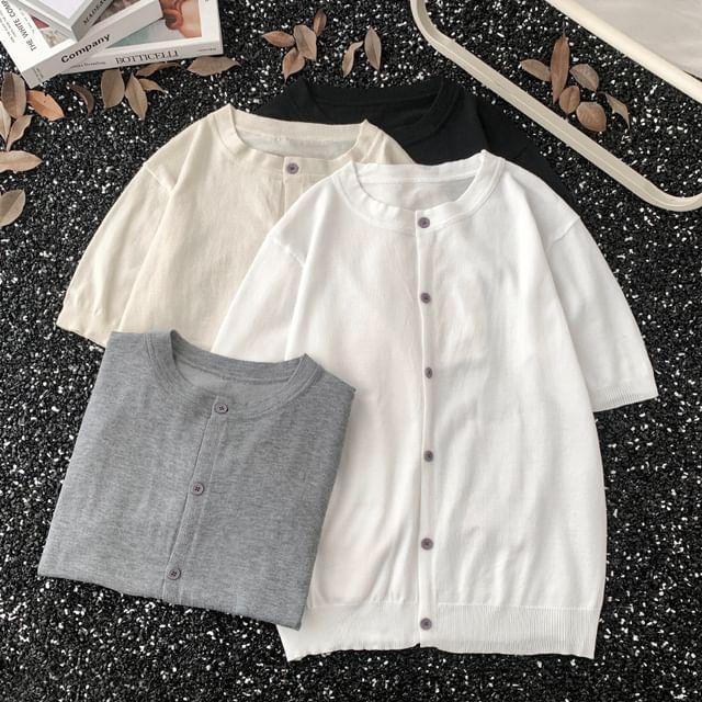 Lorencho-Short-Sleeve Round Neck Cardigan