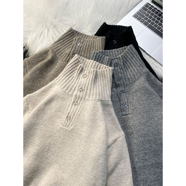 Lorencho-Turtleneck Plain Oversized Sweater