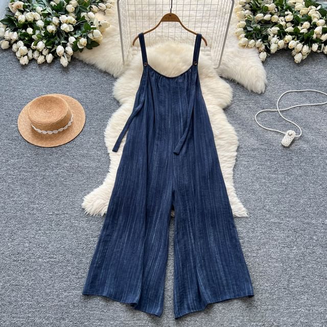Lucuna-Wide Strap Tie-Dyed Wide Leg Jumpsuit