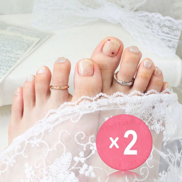 Lunacaca-Light Ink Cherry Toenail Art Stickers 2pcs Bundle Set