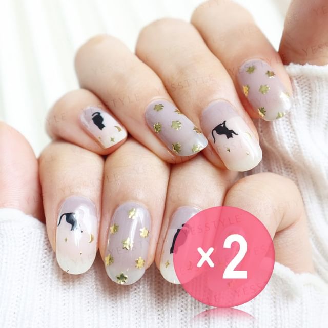 Lunacaca-Midnight Cat Beneath The Sky Nail Art Stickers 2pcs Bundle Set