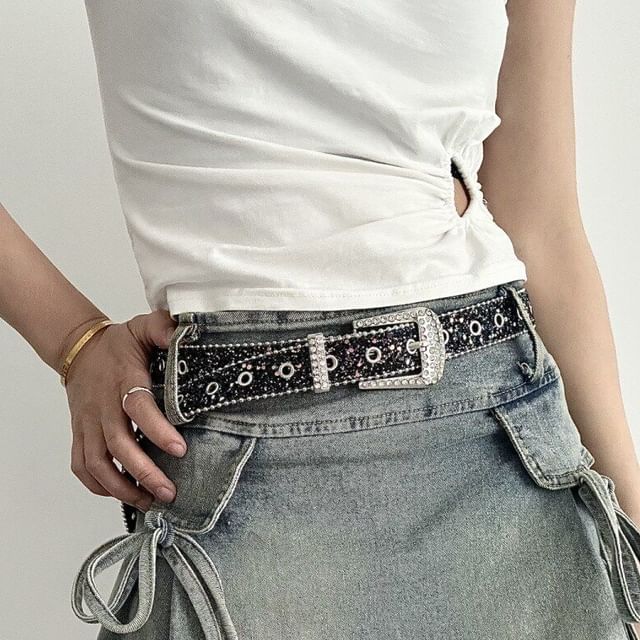 Lunashore-Rhinestone Grommet Belt Set