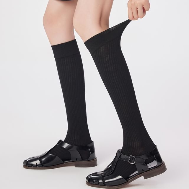 Lychee-Plain Knee High Socks