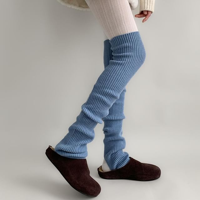Lychee-Plain Ribbed Knit Leg Warmers