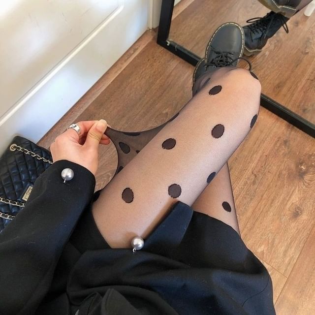 Lychee-Polka Dot Patterned Tights