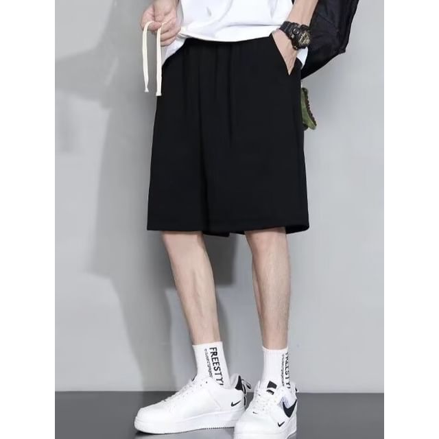 Macho-Drawstring Waist Plain Sweatshorts