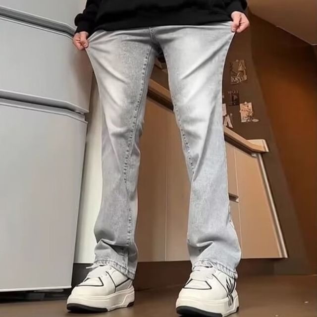Macho-High Waist Washed Slim Fit Bootcut Jeans