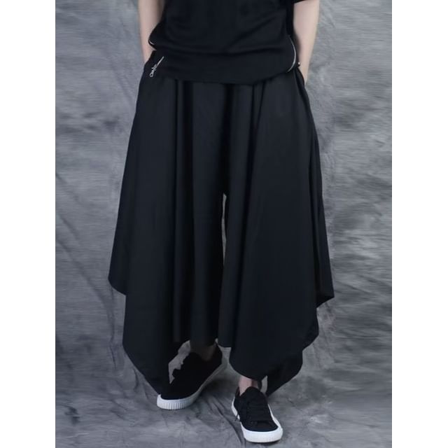 Macho-Mid Rise Plain Wide Leg Pants Various Designs