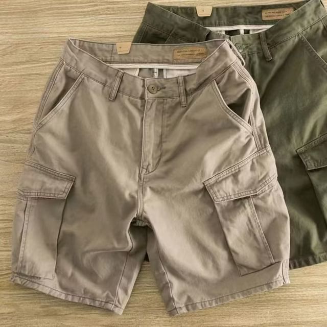 Macho-Mid Waist Plain Cargo Shorts