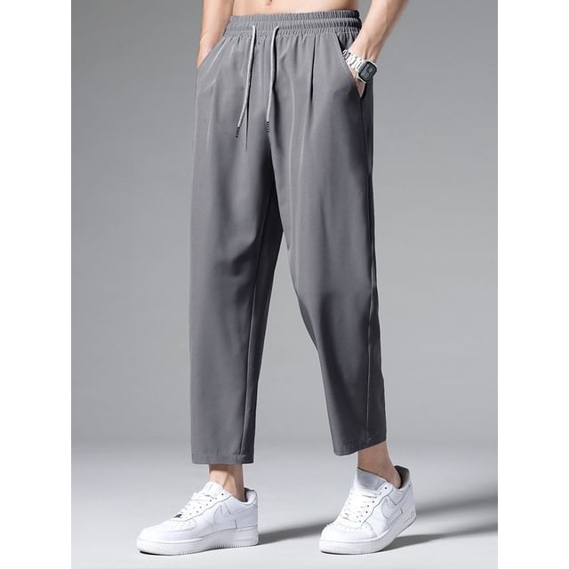 Macho-Mid Waist Plain Straight Leg Pants