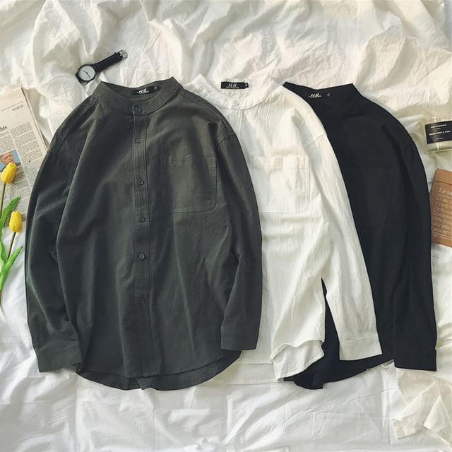 Macho-Plain Button-Up Shirt