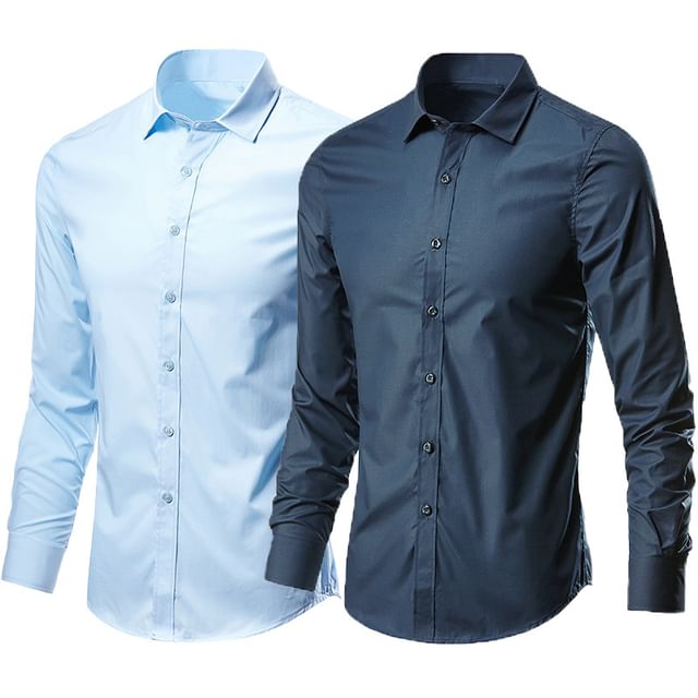 Macho-Plain Button-Up Shirt Various Designs